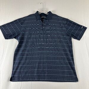 Nike, Golf Polo Shirt, Men's XXL, Dark Blue Gray stripes,‎ Fit Dri